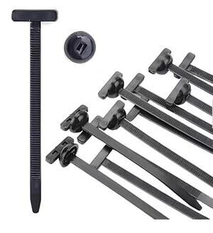 100 Pcs Nylon Universal Cable Tie Buckle for Car, T Style Automotive Zipper Clip